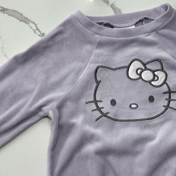 Hello Kitty Toddler Girls Purple Lavender Long Sleeve Soft Velour Sweatshirt 3T - Picture 3 of 16